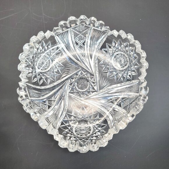 Cut Glass Bowls Set Of 2 With Intricate Starburst Design American Brilliant JY2 - Picture 10 of 10